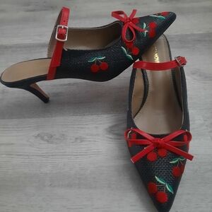 Cherry Bow Pointed Heels